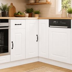 Kitchen Corner Base Cabinet White High Gloss Engineered Wood Storage Cupboard