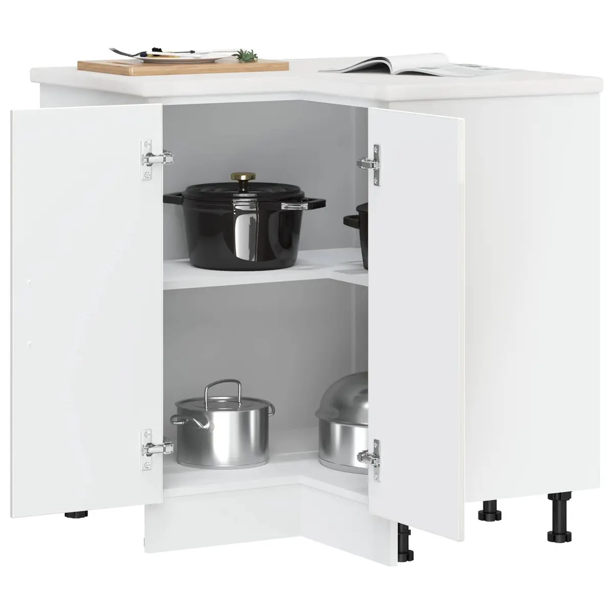 White High Gloss Corner Kitchen Cabinet