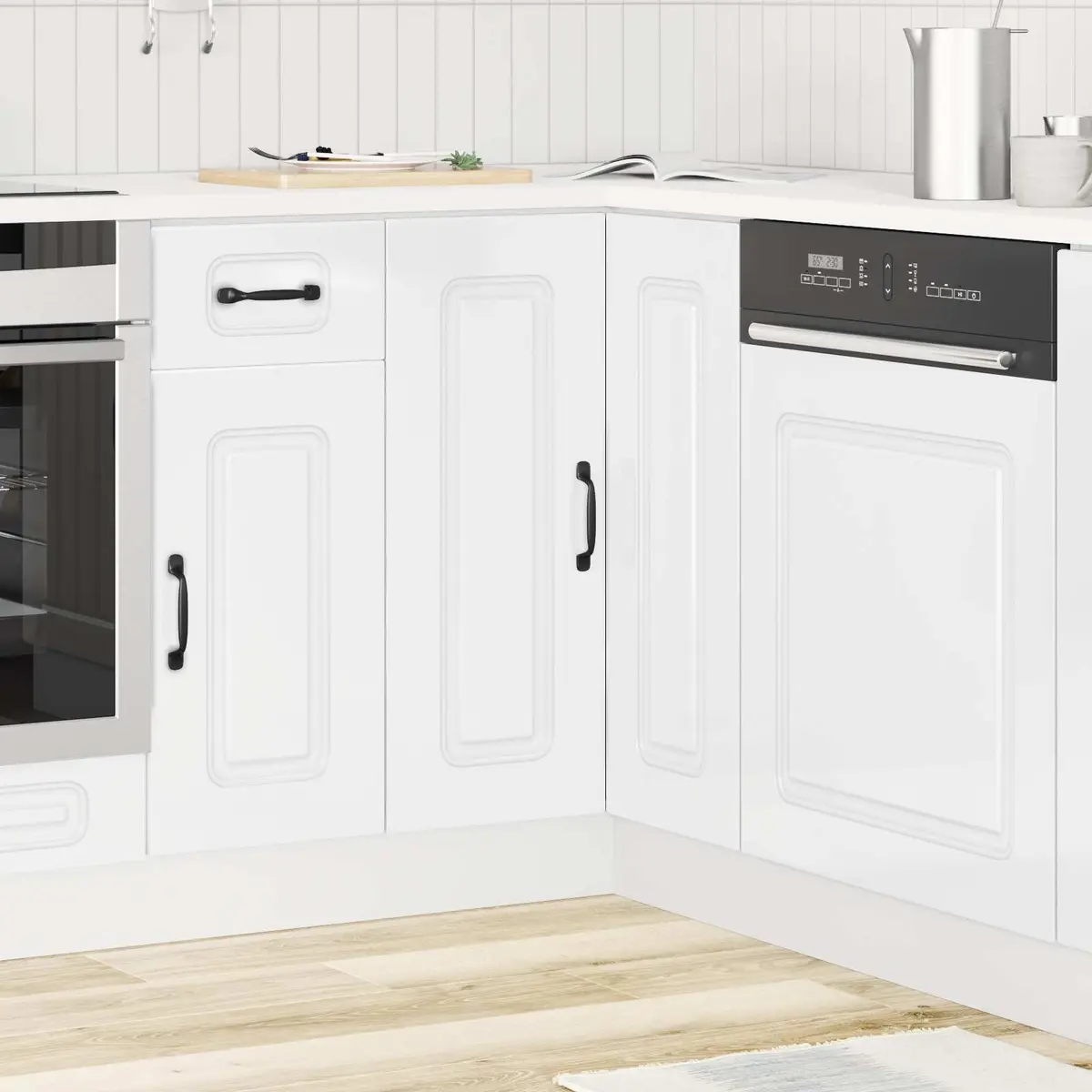 White High Gloss Corner Kitchen Cabinet