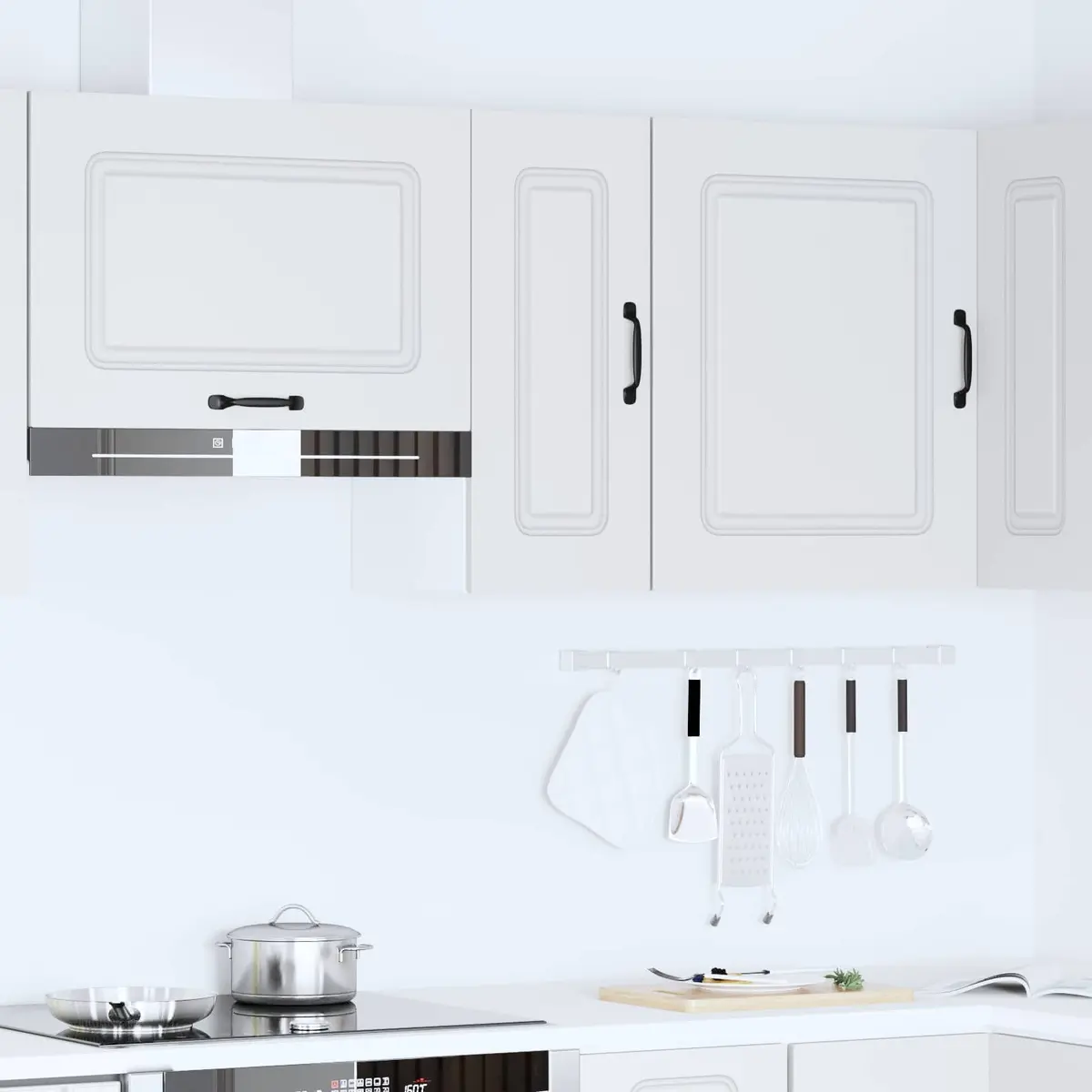 Kitchen Wall Cabinet Storage White Engineered Wood Cupboard