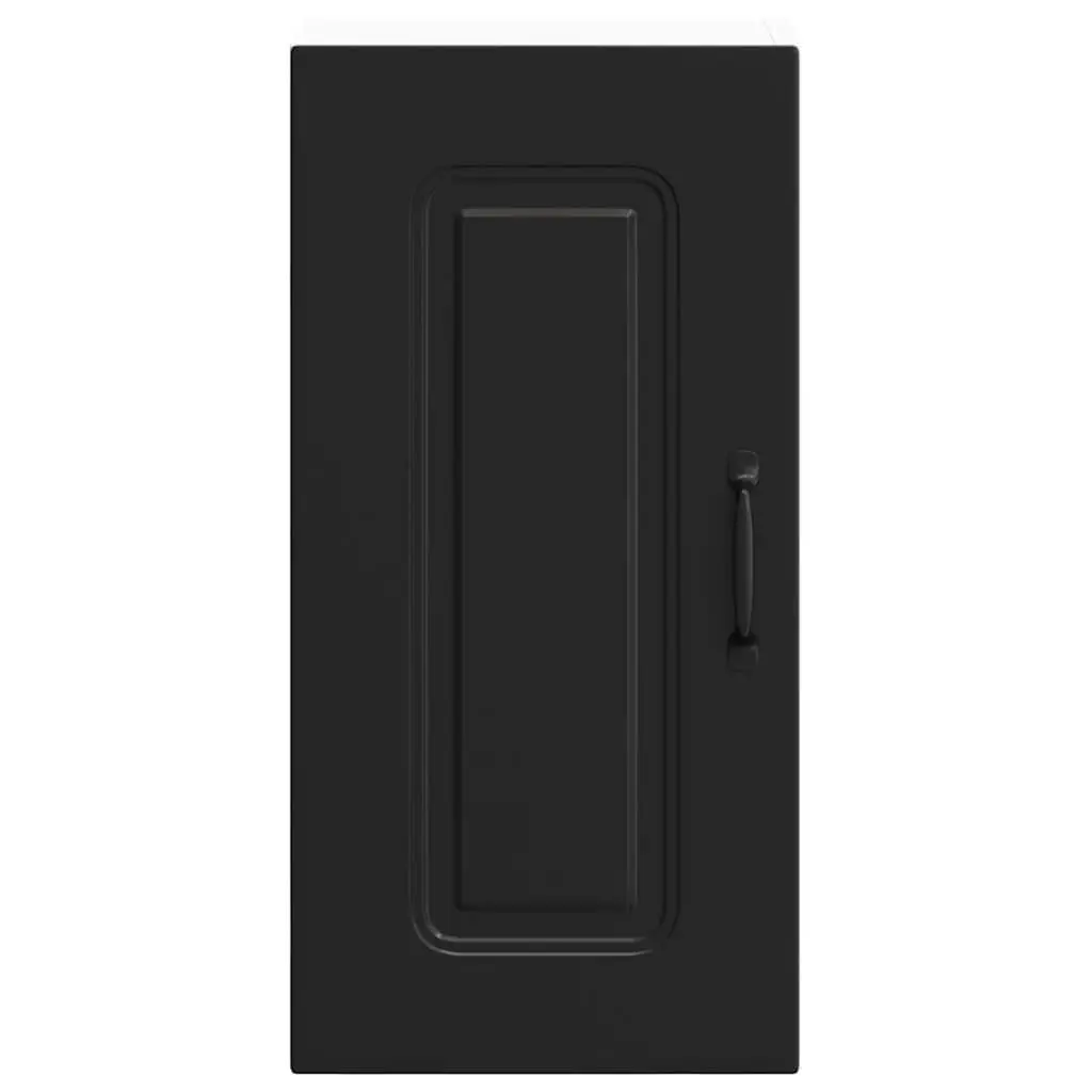 Kitchen Wall Cabinet Black Engineered Wood Storage Cupboard Organiser Unit