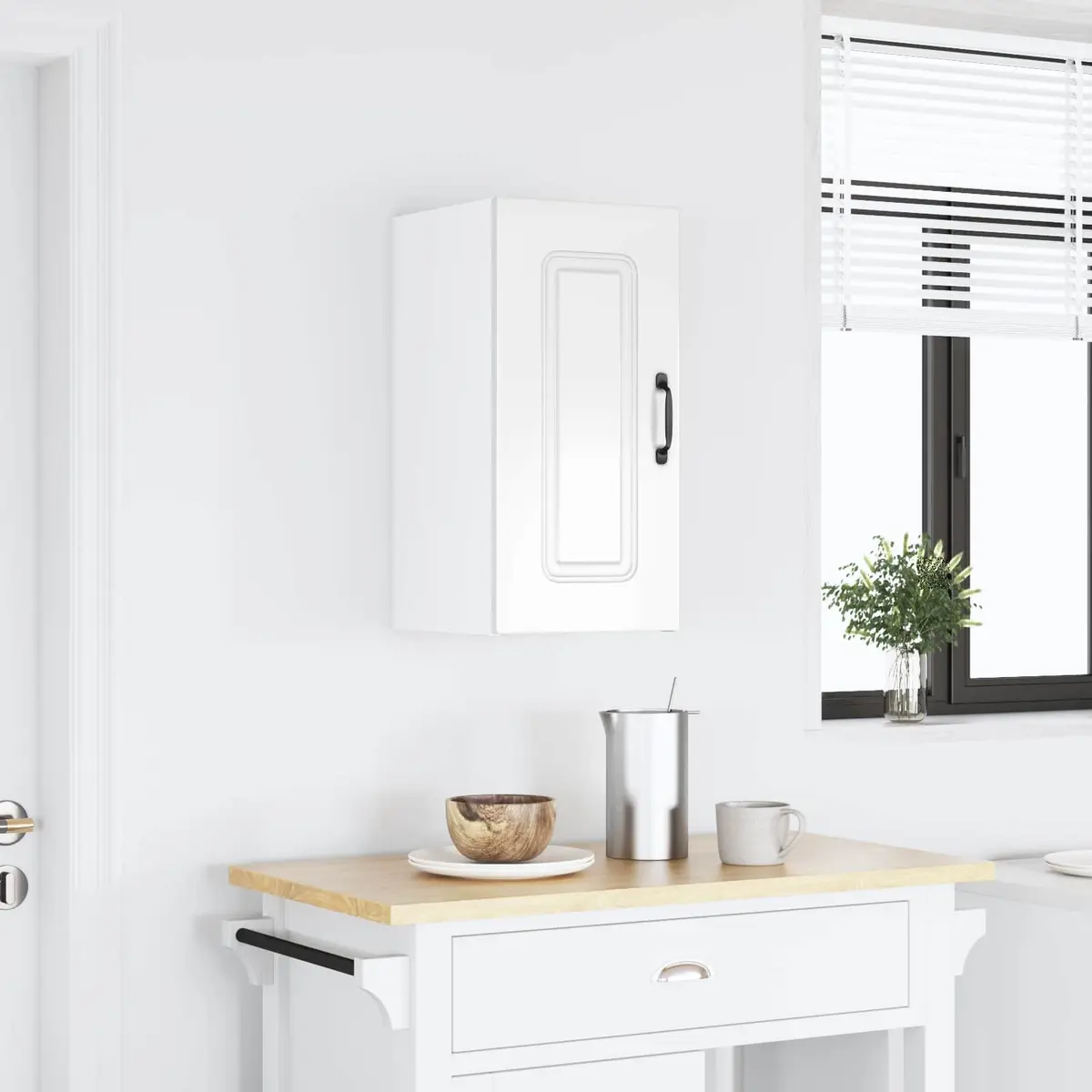 Kitchen Wall Cabinet Storage Cupboard High Gloss White Engineered Wood