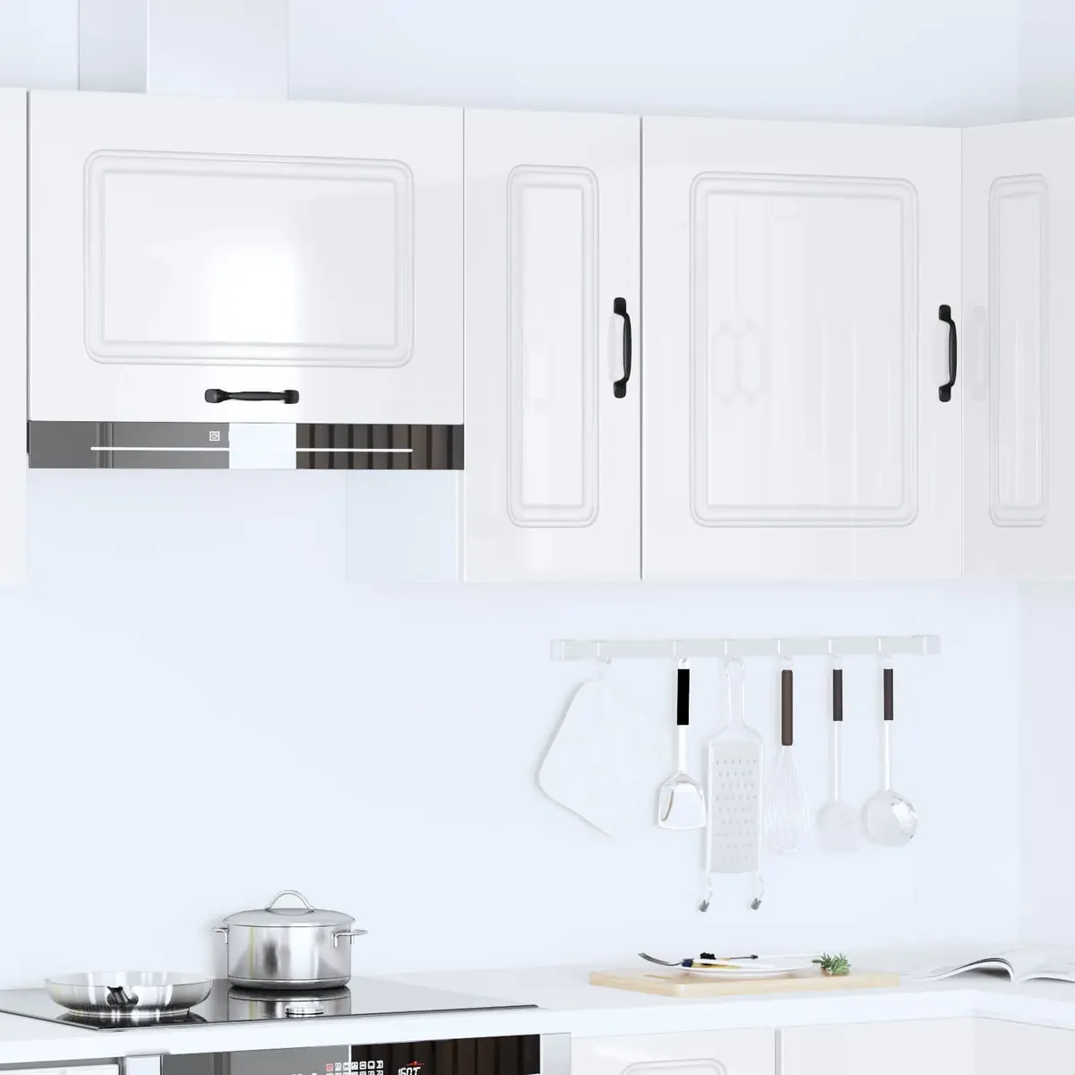 Kitchen Wall Cabinet Storage Cupboard High Gloss White Engineered Wood