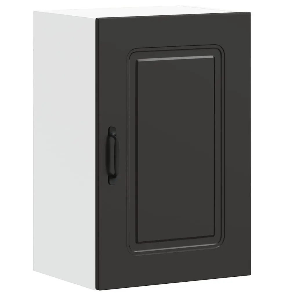 Kitchen Wall Cabinet Black Engineered Wood Storage Cupboard Organiser Unit