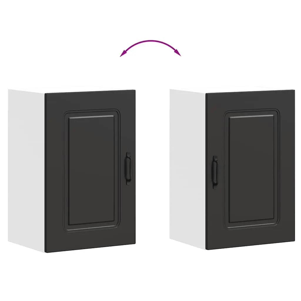 Kitchen Wall Cabinet Black Engineered Wood Storage Cupboard Organiser Unit