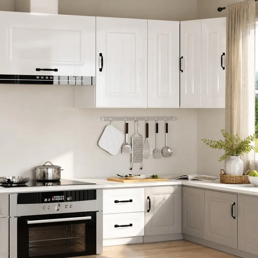 Kitchen Wall Cabinet High Gloss White Storage Cupboard Engineered Wood Organiser