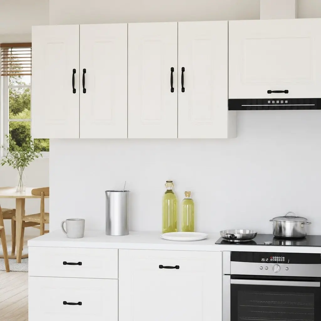 Kitchen Wall Cabinet White Engineered Wood Storage Organizer with Doors