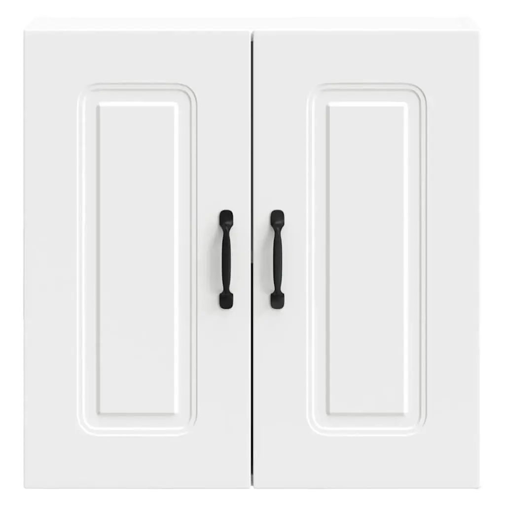 Kitchen Wall Cabinet White Engineered Wood Storage Organizer with Doors