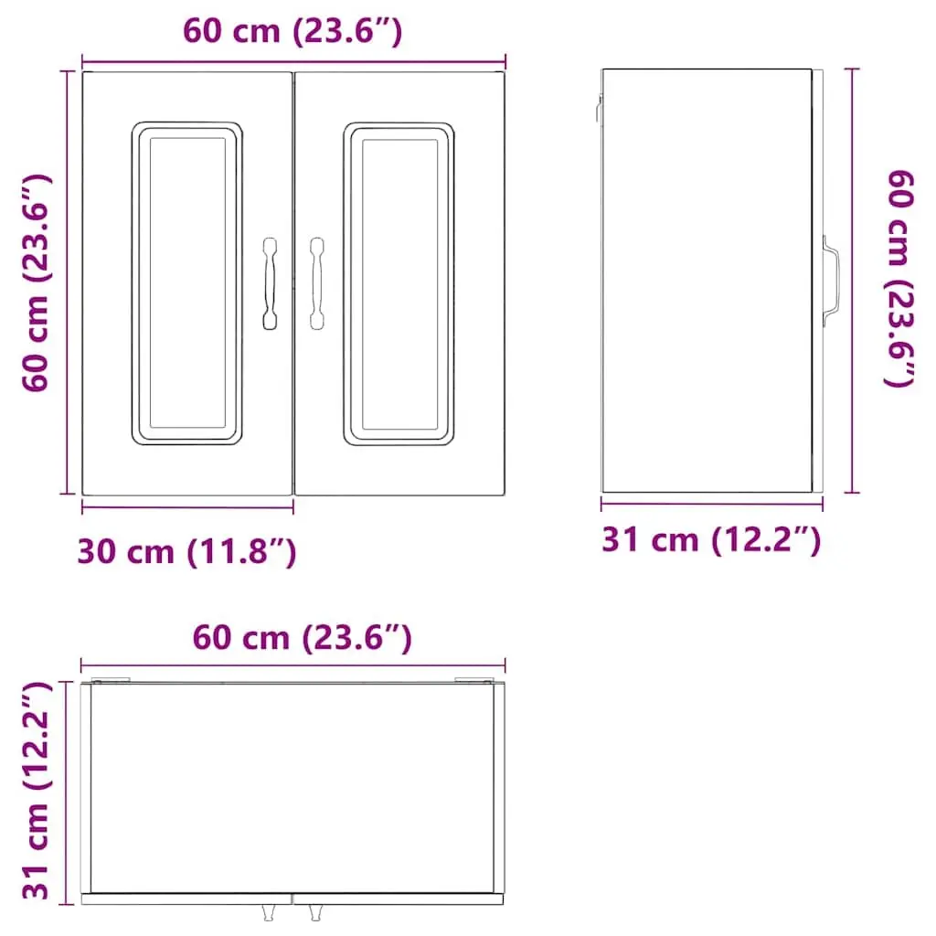 Kitchen Wall Cabinet White Engineered Wood Storage Organizer with Doors