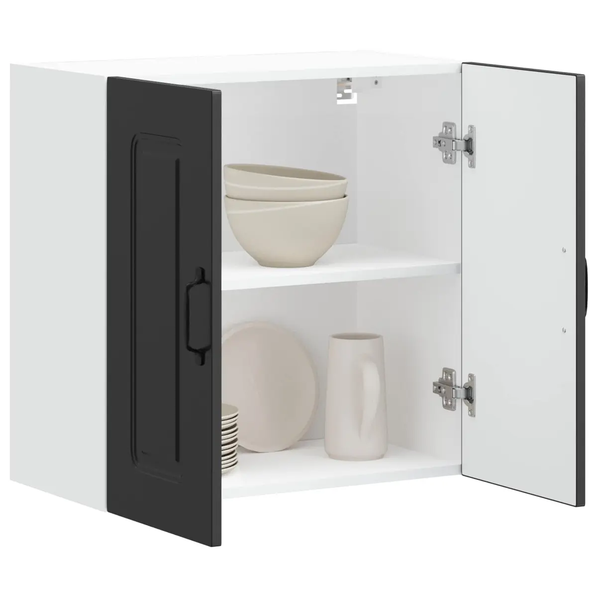 Kitchen Wall Cabinet Black Storage Cupboard Engineered Wood Bedroom Hallway