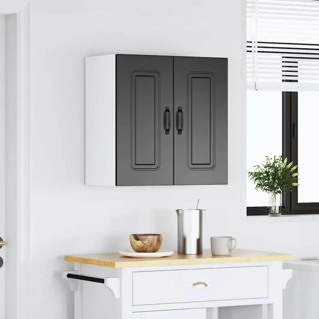 Kitchen Wall Cabinet Black Storage Cupboard Engineered Wood Bedroom Hallway