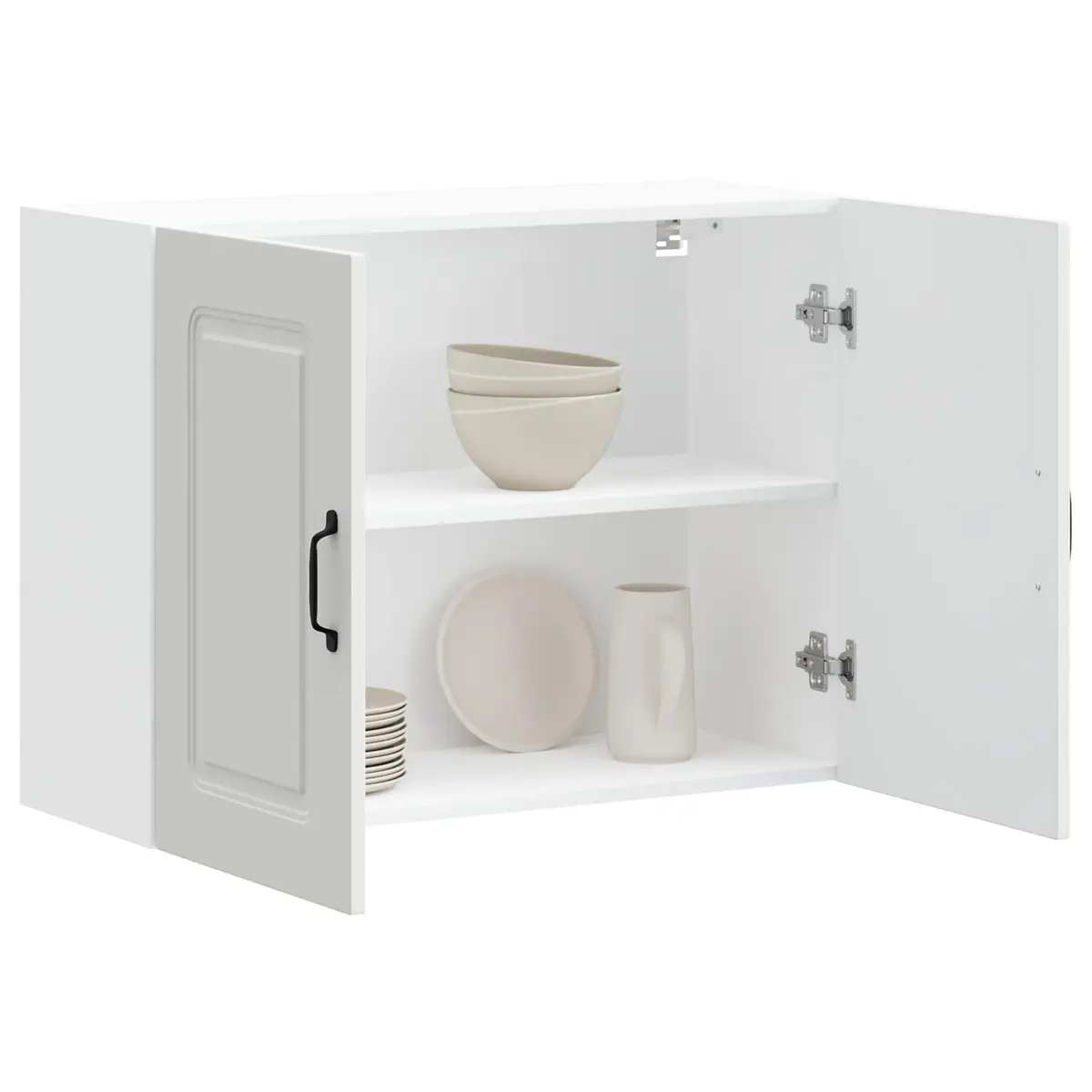 White Engineered Wood Kitchen Storage Cupboard Wall Cabinet Organiser