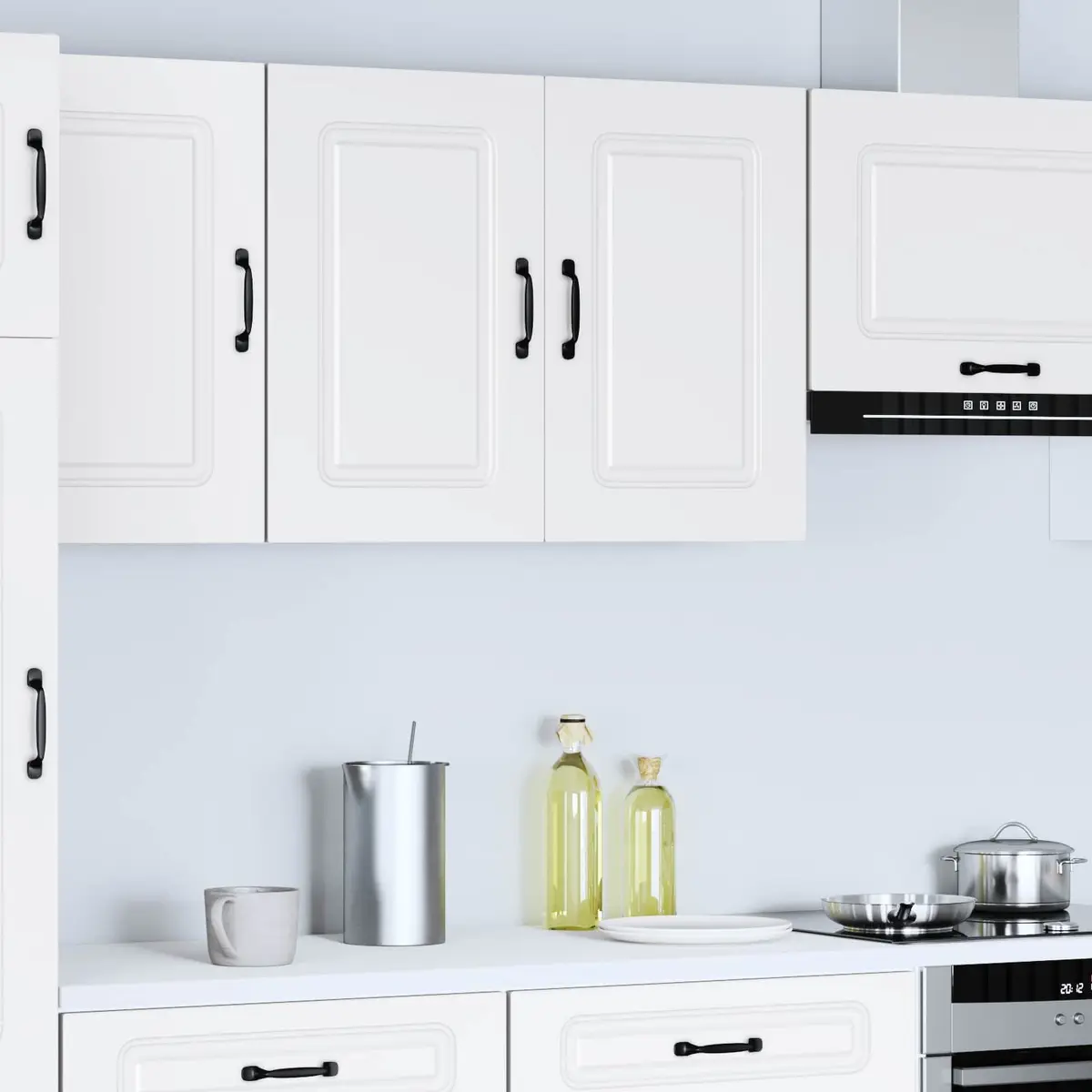 White Engineered Wood Kitchen Storage Cupboard Wall Cabinet Organiser