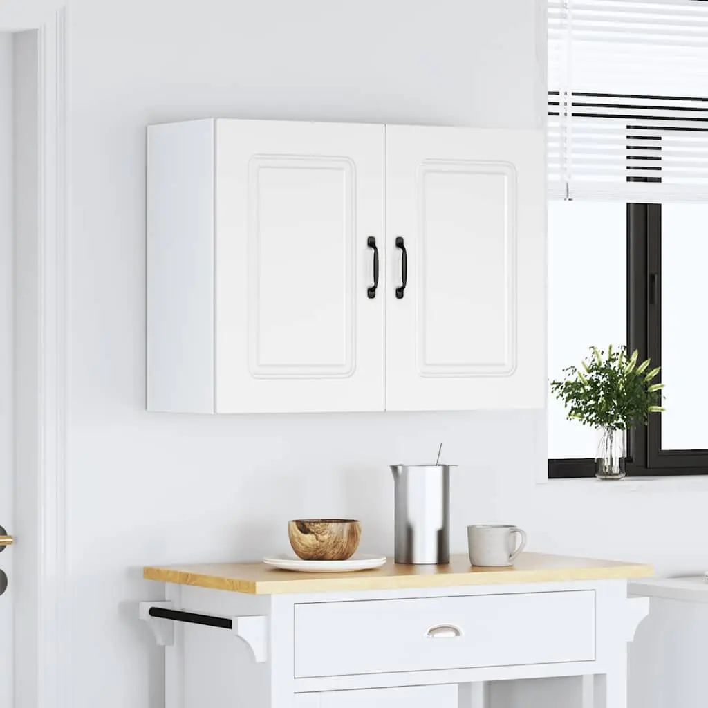 White Engineered Wood Kitchen Storage Cupboard Wall Cabinet Organiser