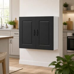 Reliable Black Engineered Wood Wall Cabinet for Your Kitchen
