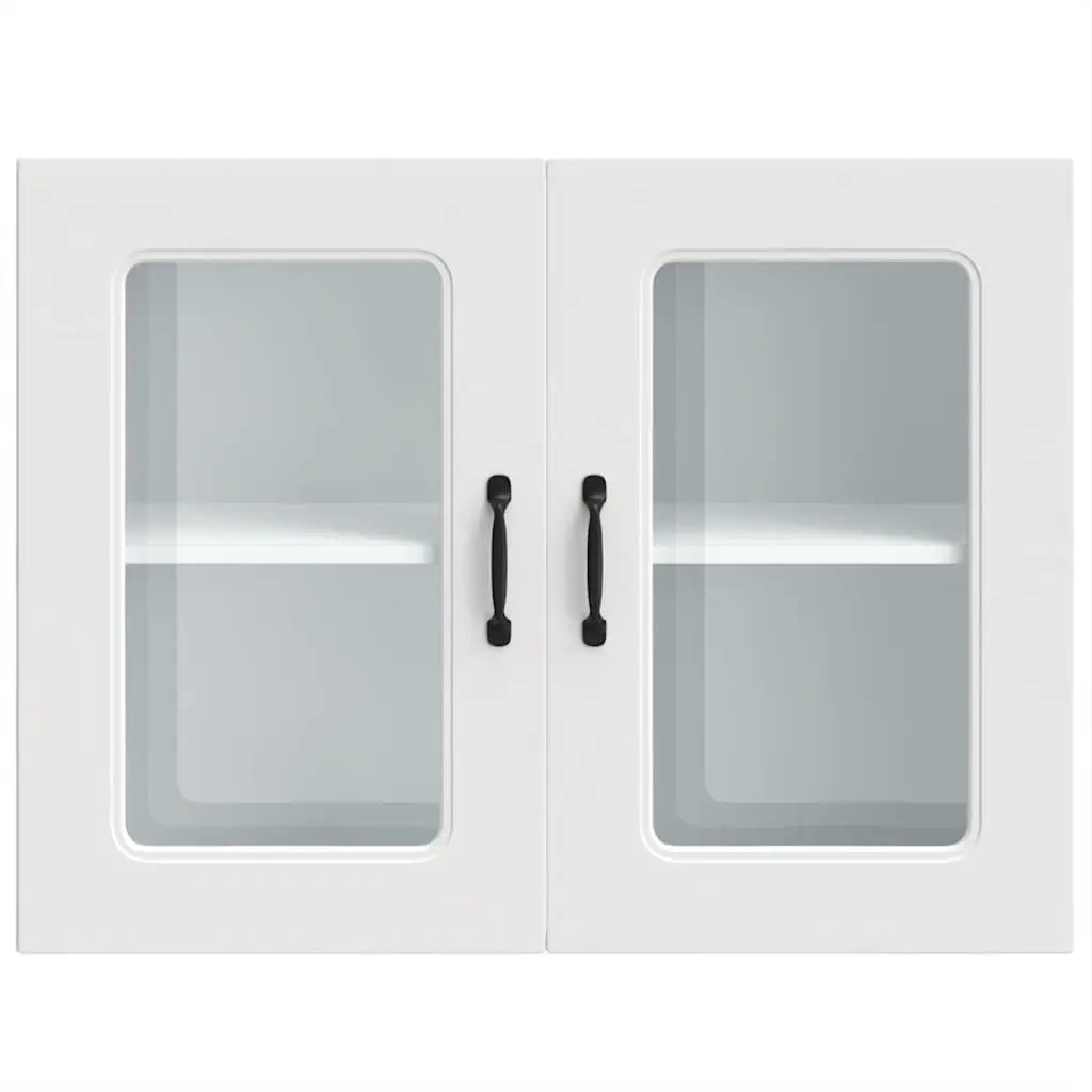 Kitchen Wall Cabinet Glass Door White Storage Engineered Wood Cupboard