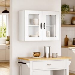 Practical Kitchen Wall Cabinet with Glass Door