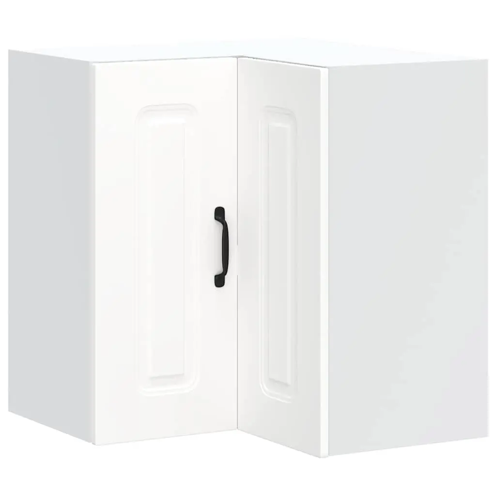 Kitchen Corner Cabinet White Engineered Wood Storage Organiser Wall Mounted