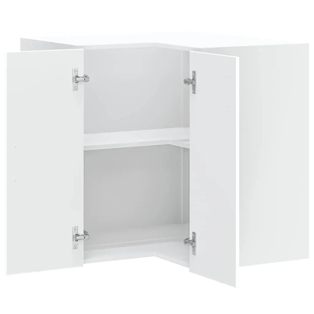 Kitchen Corner Cabinet White Engineered Wood Storage Organiser Wall Mounted