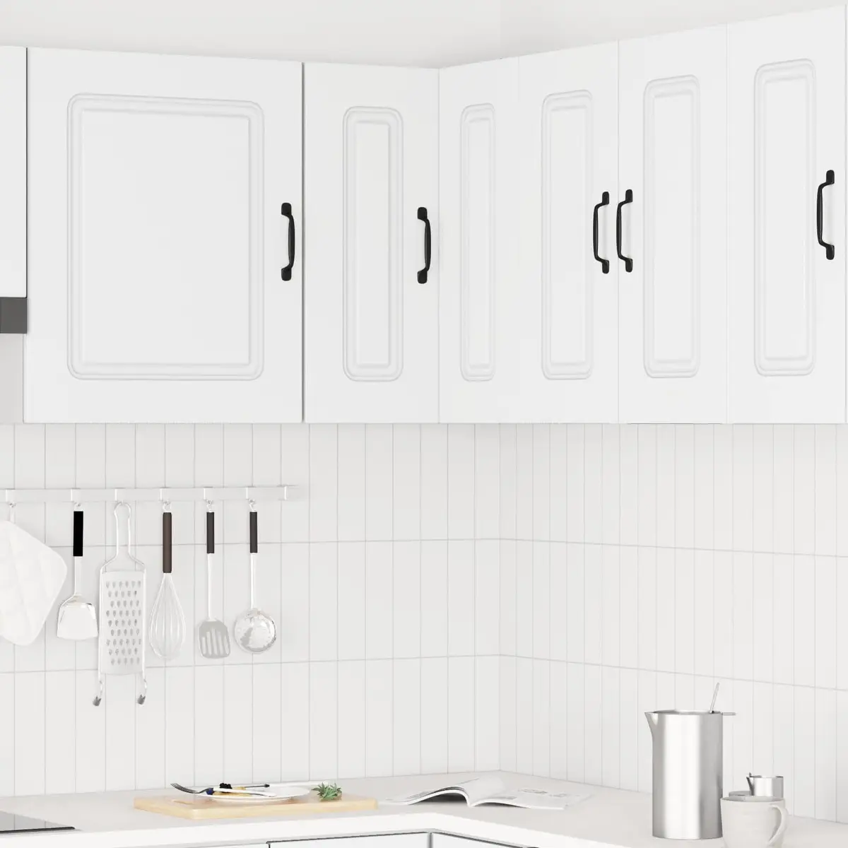 Kitchen Corner Cabinet White Engineered Wood Storage Organiser Wall Mounted