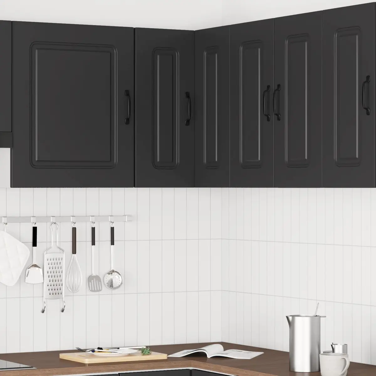 Black Corner Cabinet for Kitchen Storage