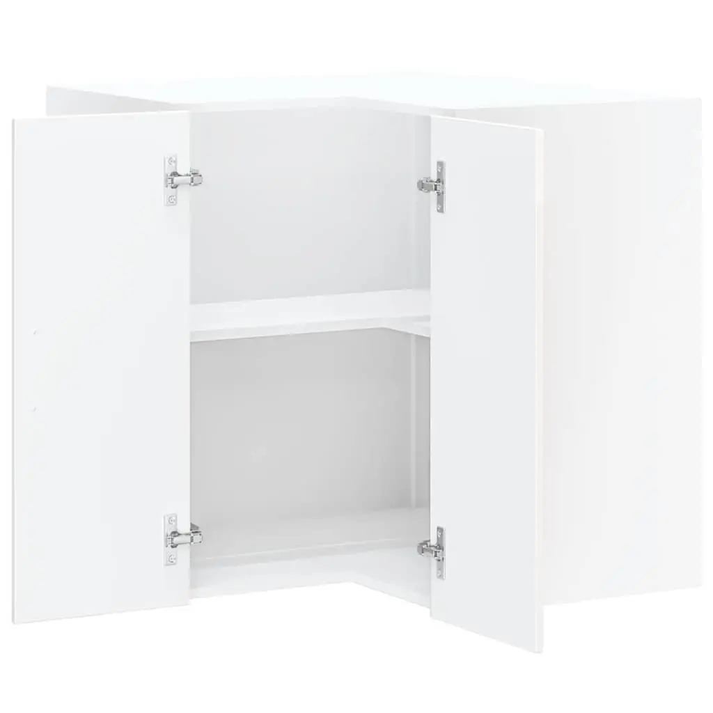 Kitchen Wall Corner Cabinet White High Gloss Engineered Wood Storage Cupboard