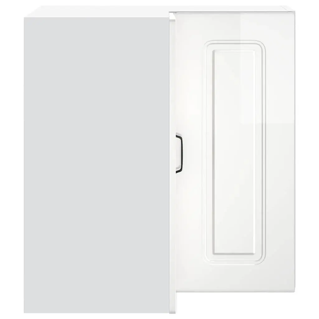 Kitchen Wall Corner Cabinet White High Gloss Engineered Wood Storage Cupboard