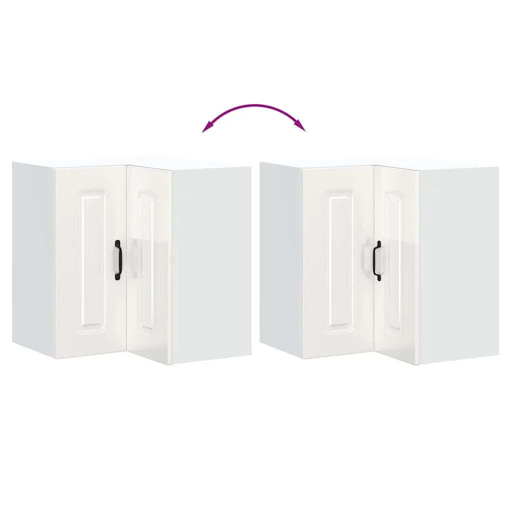 Kitchen Wall Corner Cabinet White High Gloss Engineered Wood Storage Cupboard