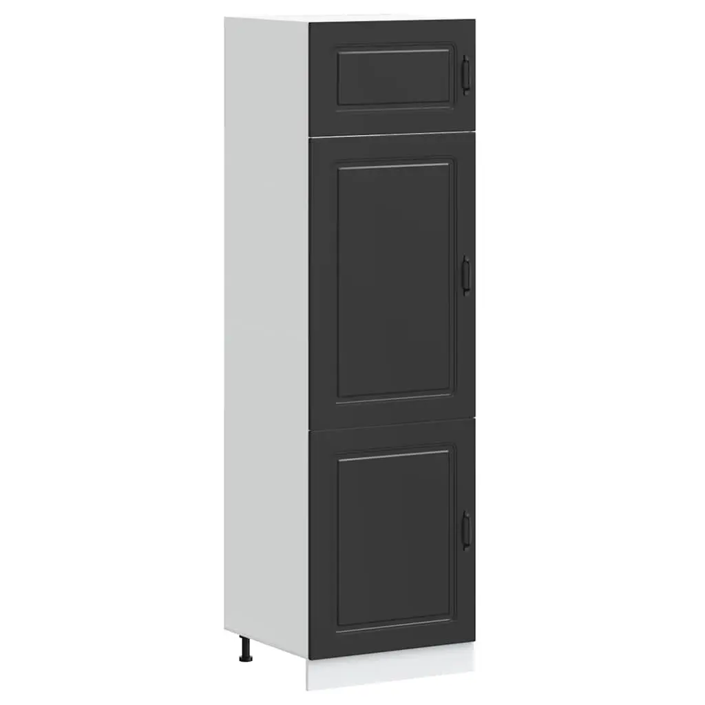 Kitchen Cupboard Black Storage Cabinet Engineered Wood Adjustable Feet Doors