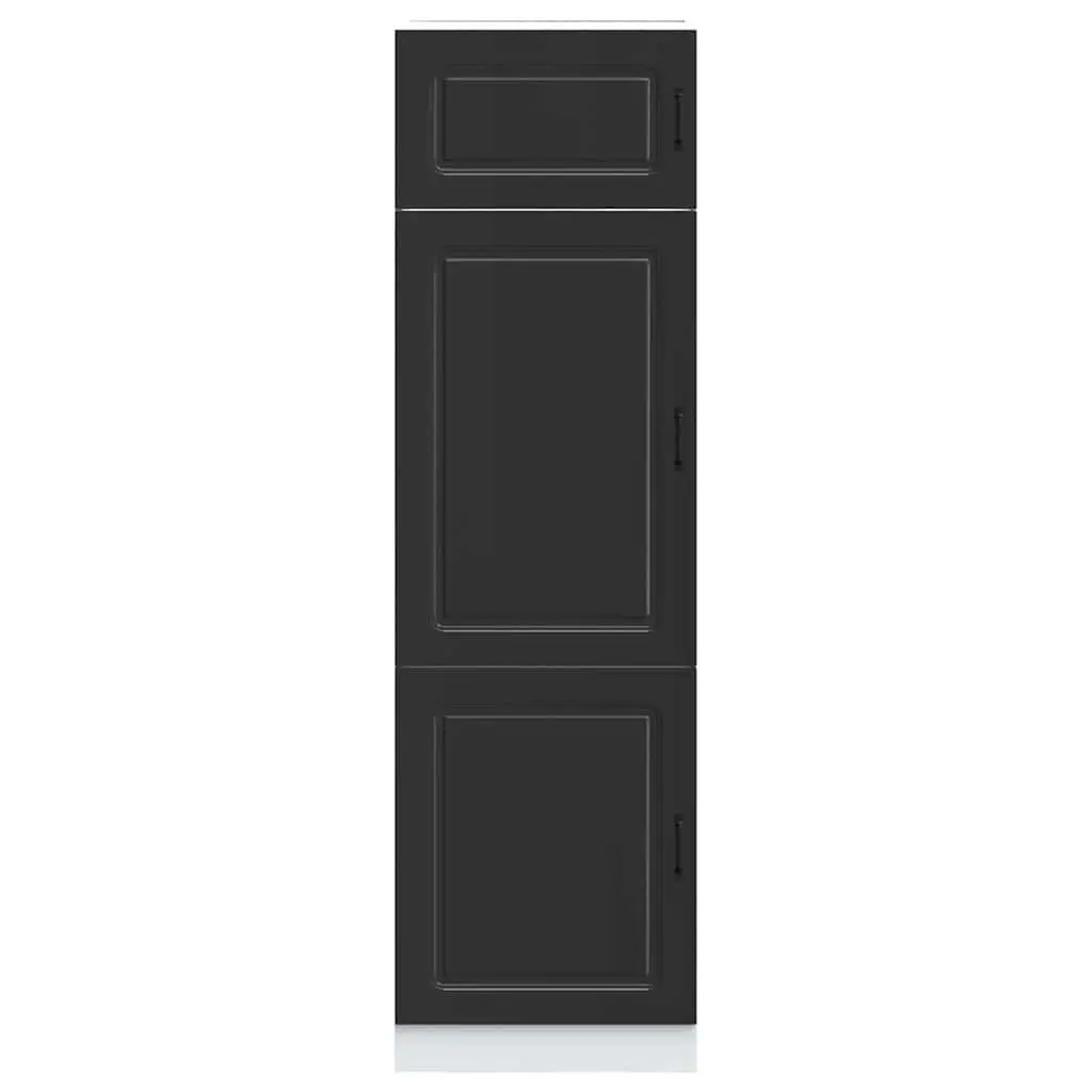 Kitchen Cupboard Black Storage Cabinet Engineered Wood Adjustable Feet Doors