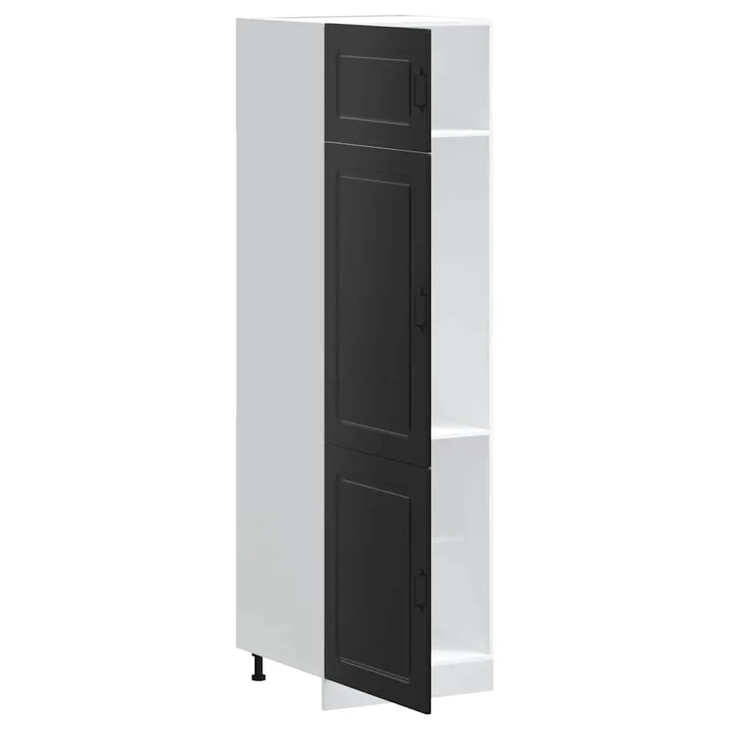 Kitchen Cupboard Black Storage Cabinet Engineered Wood Adjustable Feet Doors