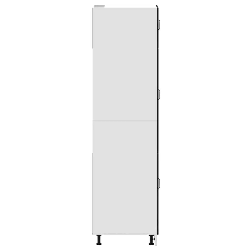 Kitchen Cupboard Black Storage Cabinet Engineered Wood Adjustable Feet Doors
