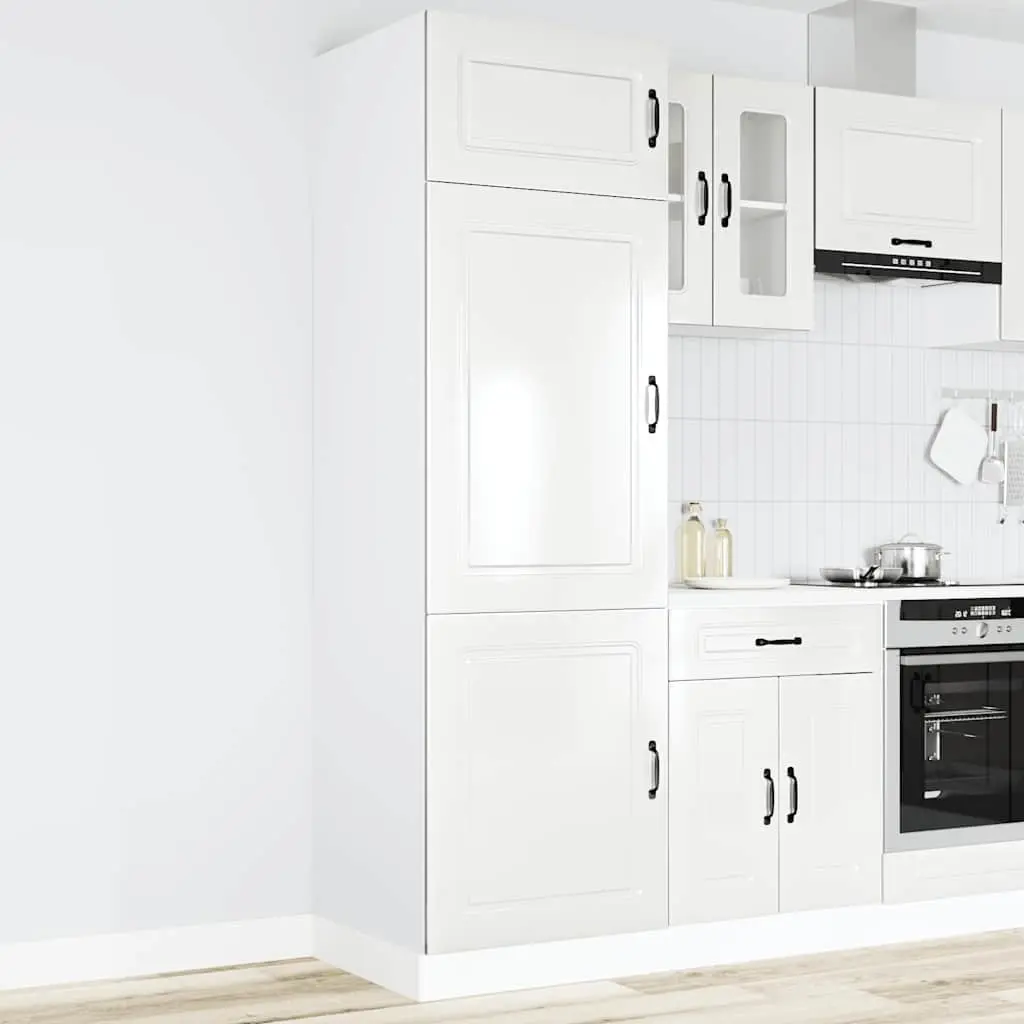 Kitchen Cupboard Storage Cabinet High Gloss White Engineered Wood Adjustable