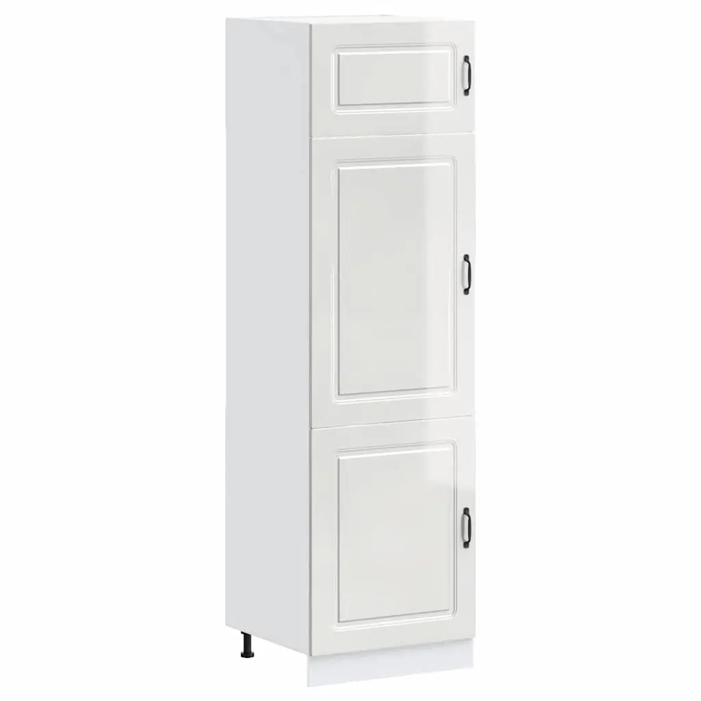 Kitchen Cupboard Storage Cabinet High Gloss White Engineered Wood Adjustable