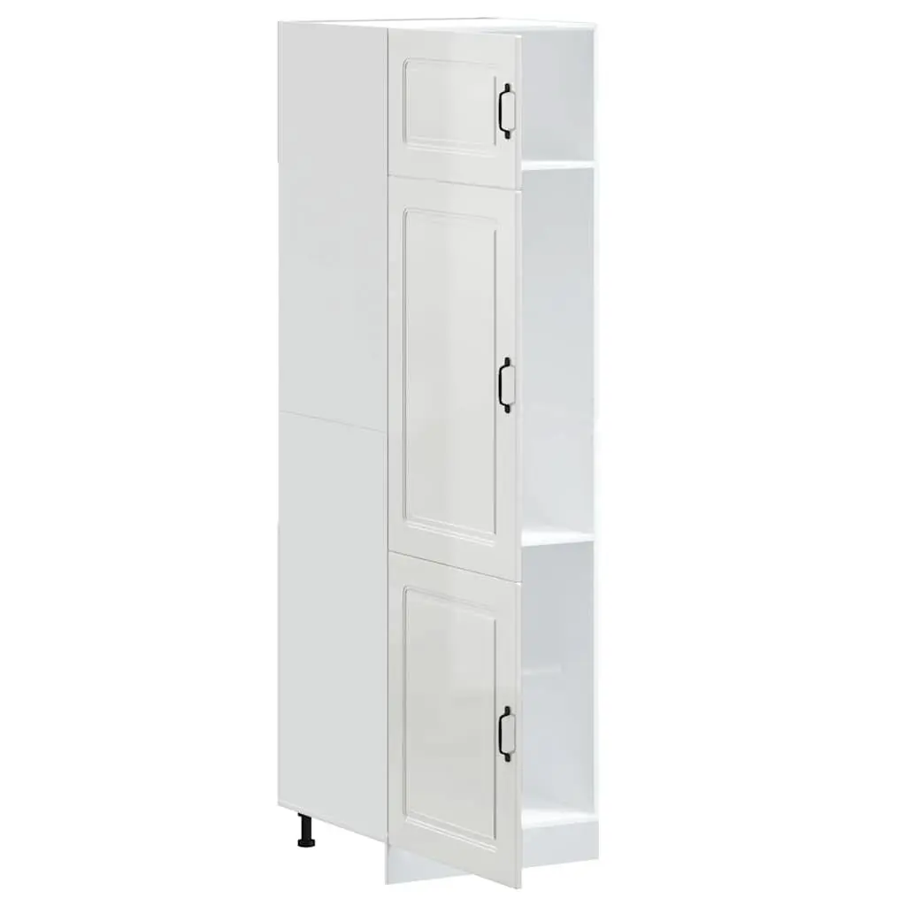 Kitchen Cupboard Storage Cabinet High Gloss White Engineered Wood Adjustable