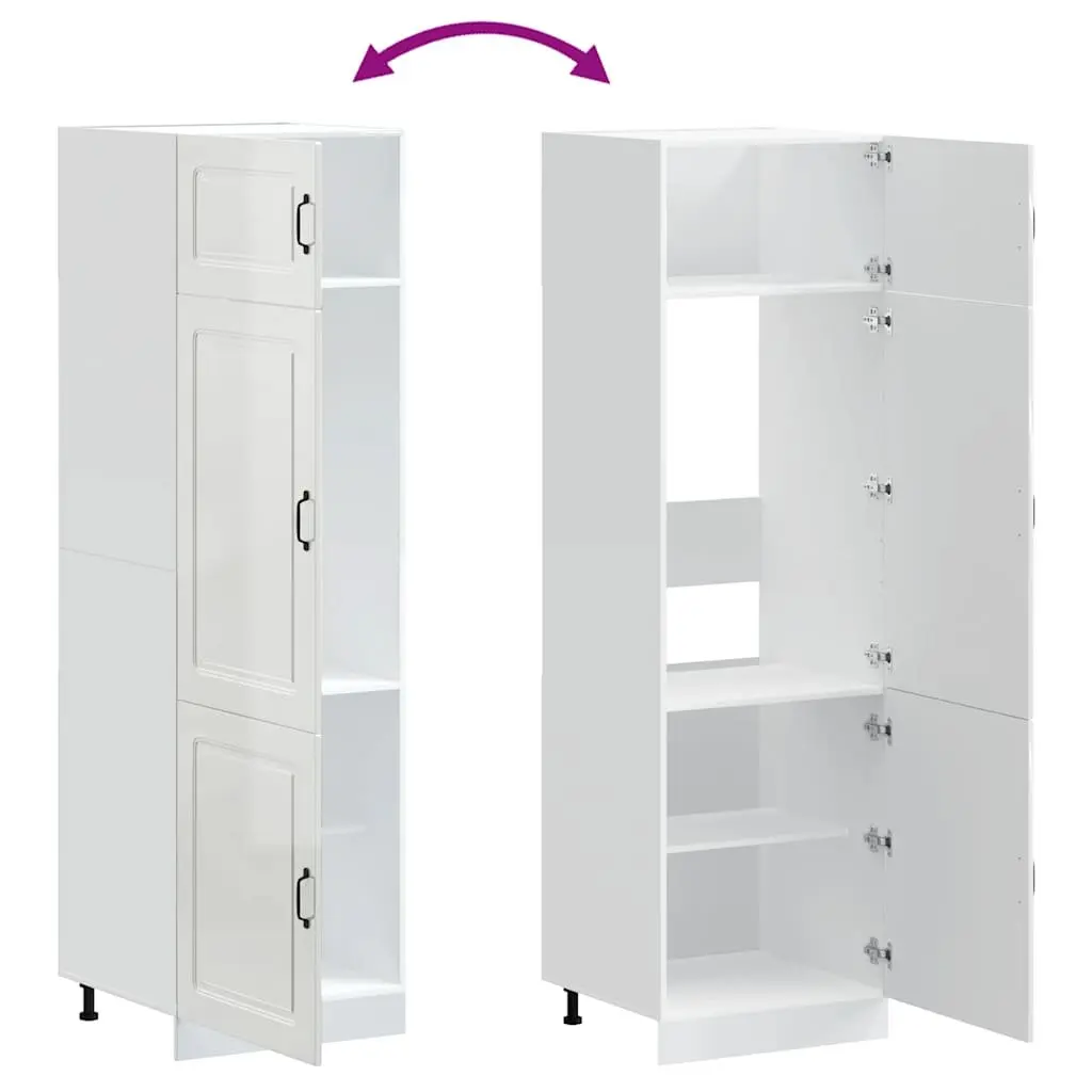 Kitchen Cupboard Storage Cabinet High Gloss White Engineered Wood Adjustable