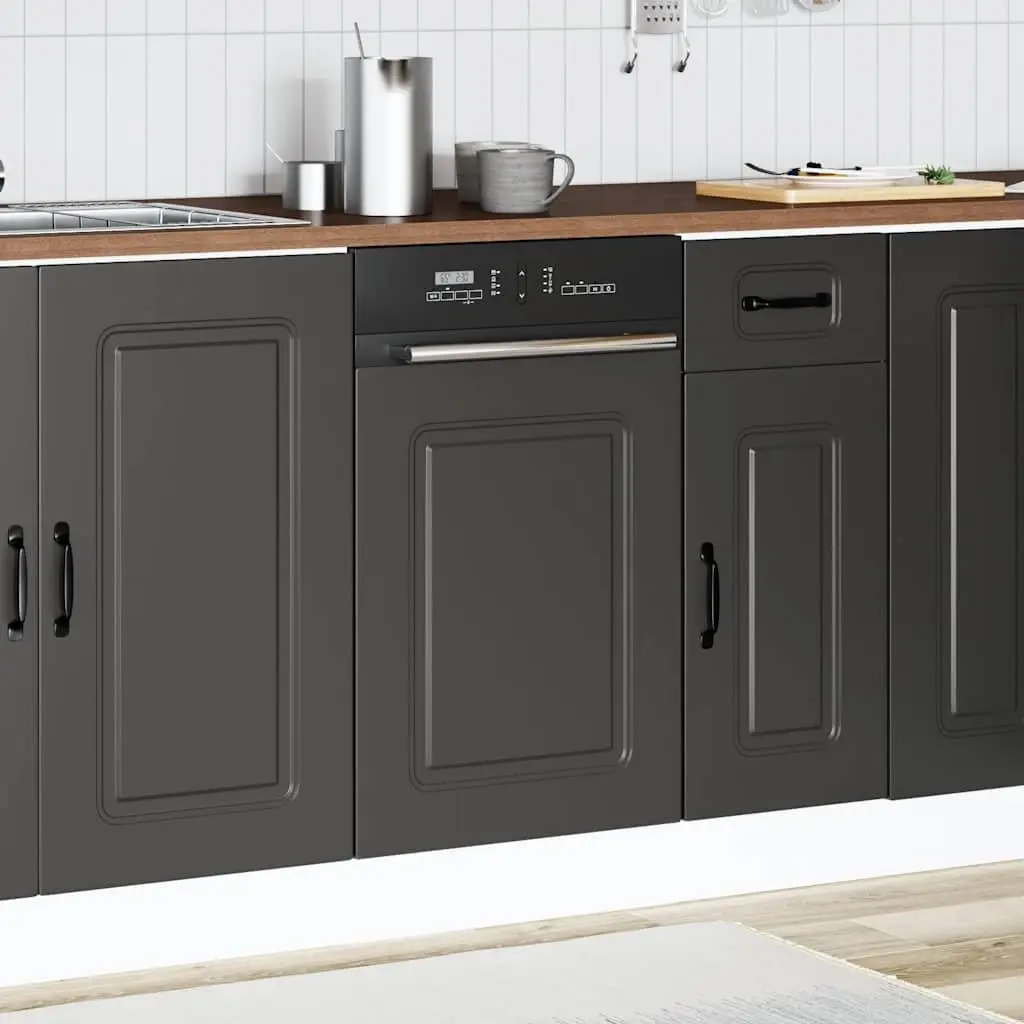 Dishwasher Panel Black 45x1.5x57cm Kitchen Cabinet Front Cover Engineered Wood