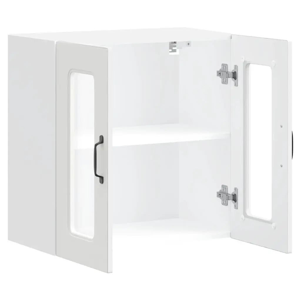 Kitchen Cabinet Wall-Mounted Storage Unit Glass Door White Engineered Wood