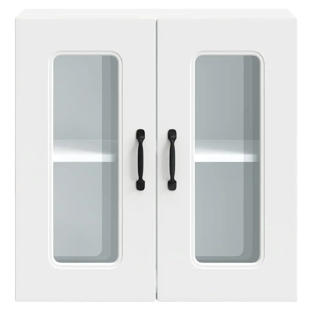Kitchen Cabinet Wall-Mounted Storage Unit Glass Door White Engineered Wood