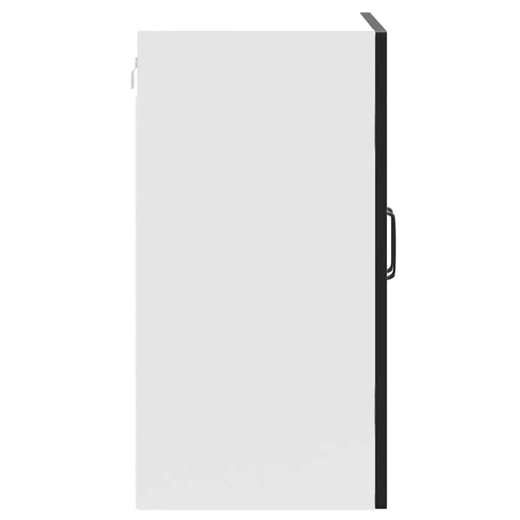 Kitchen Wall Cabinet Glass Door Black Engineered Wood Wall-Mounted Storage Unit
