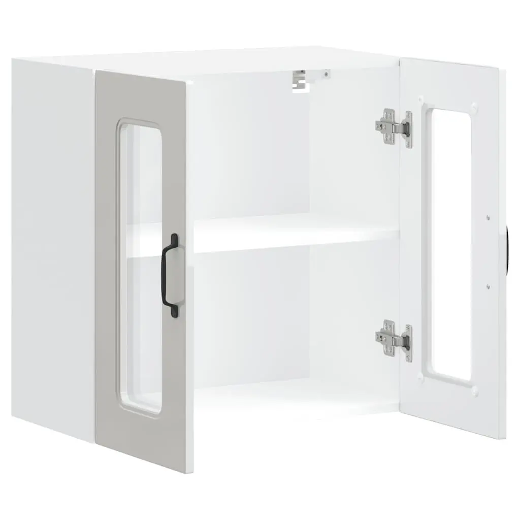 Kitchen Wall Cabinet Glass Door Organiser White Engineered Wood