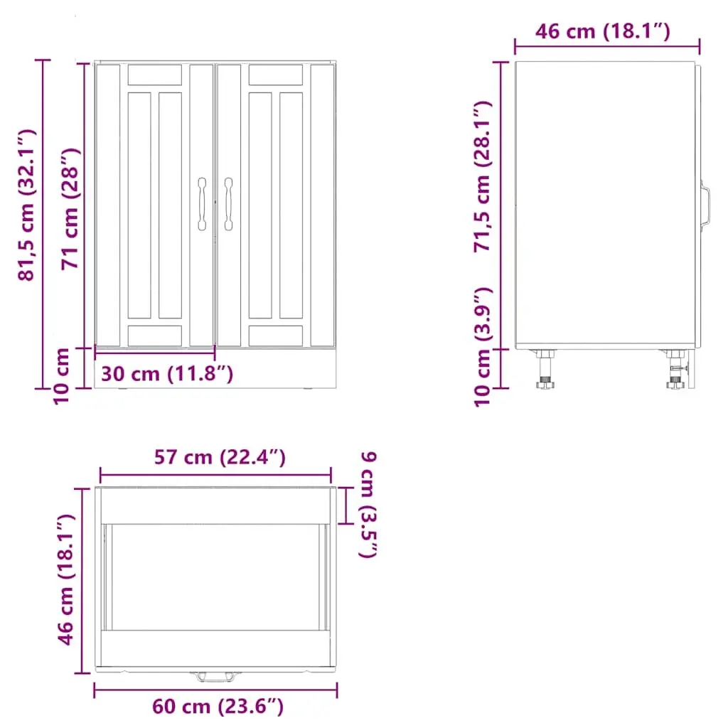 Sink Base Cabinet White Kitchen Storage Engineered Wood Organised Tableware