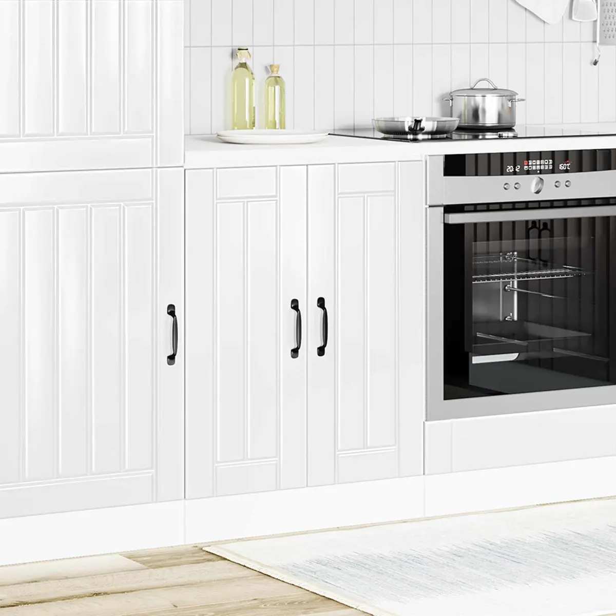 White Engineered Wood Sink Base Cabinet High Gloss Kitchen Storage Cupboard