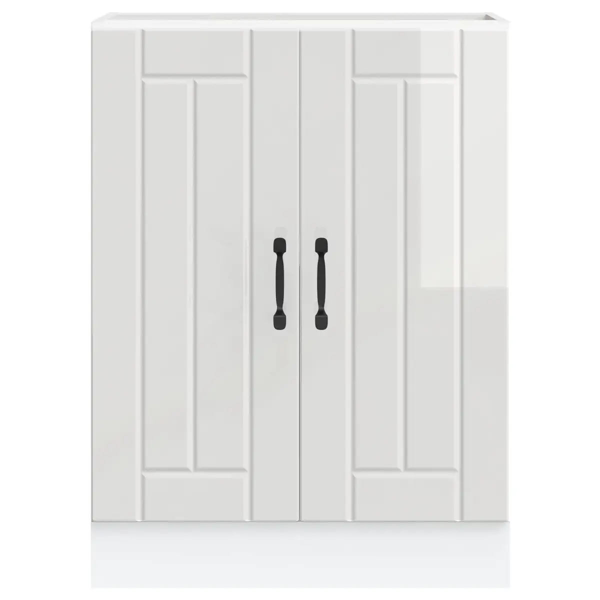 White Engineered Wood Sink Base Cabinet High Gloss Kitchen Storage Cupboard