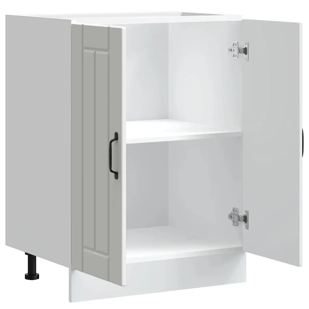 White Engineered Wood Sink Base Cabinet High Gloss Kitchen Storage Cupboard