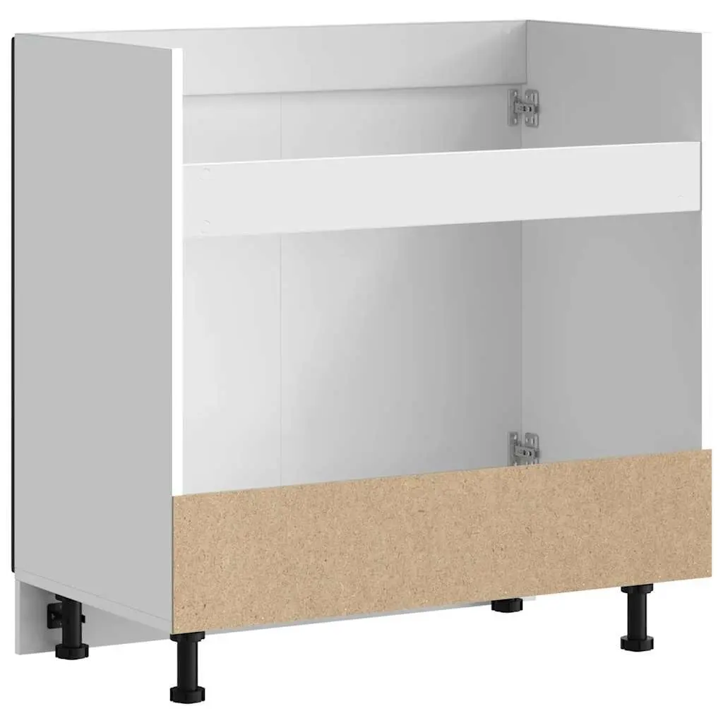 Kitchen Sink Base Cabinet Black Engineered Wood Storage Cupboard with Doors
