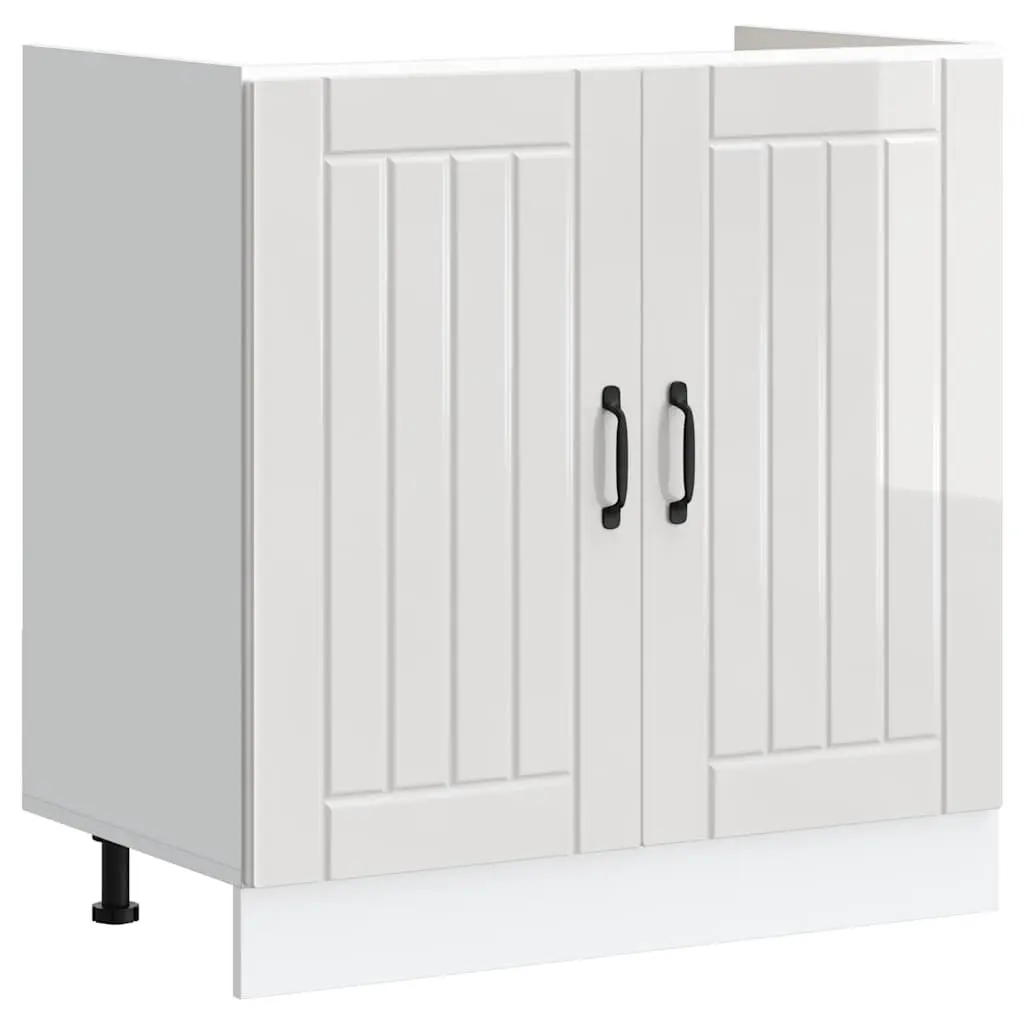 Sink Base Cabinet Kitchen Storage Unit White Engineered Wood Adjustable Feet
