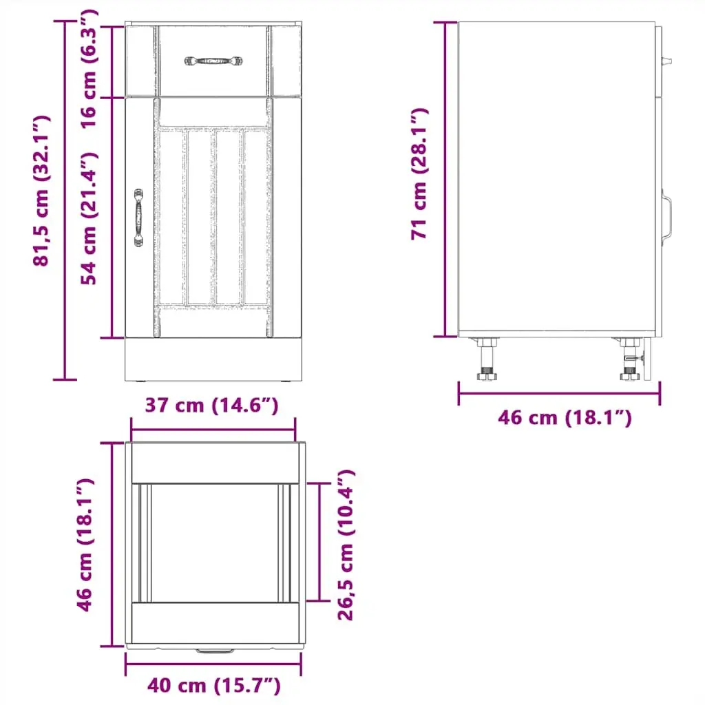 White Engineered Wood Base Cabinet for Kitchens