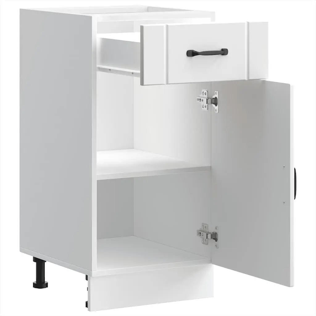 White Engineered Wood Base Cabinet for Kitchens