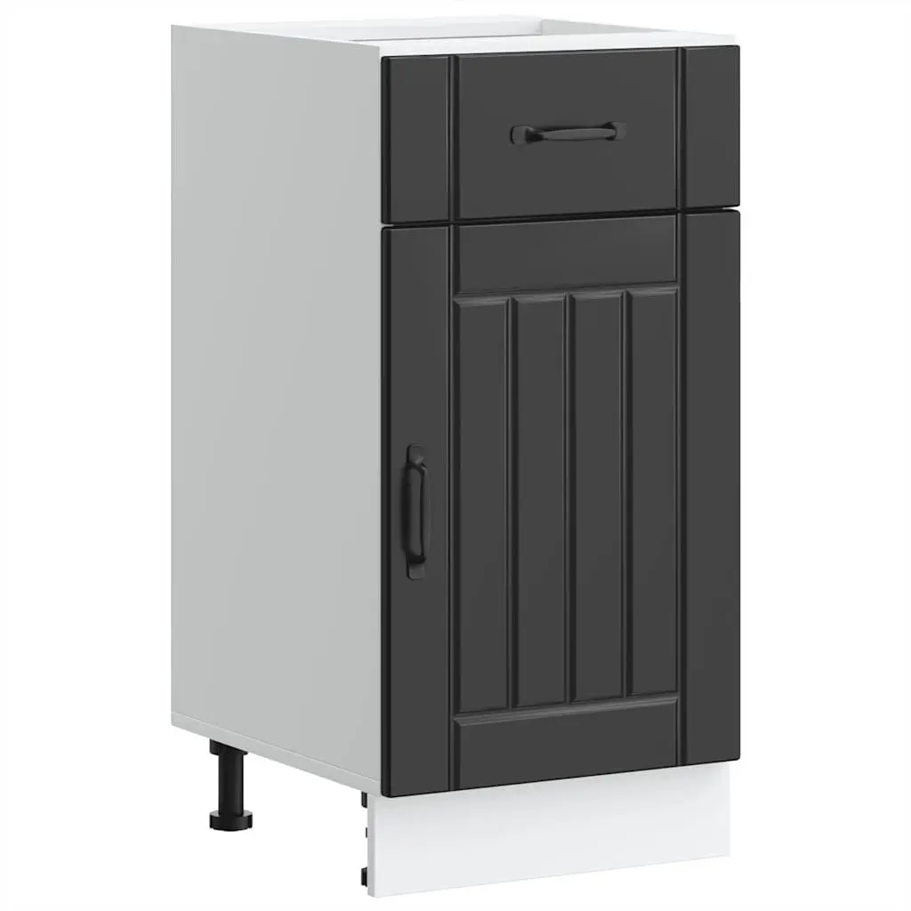 Kitchen Base Cabinet Storage Unit Black Engineered Wood Adjustable Feet